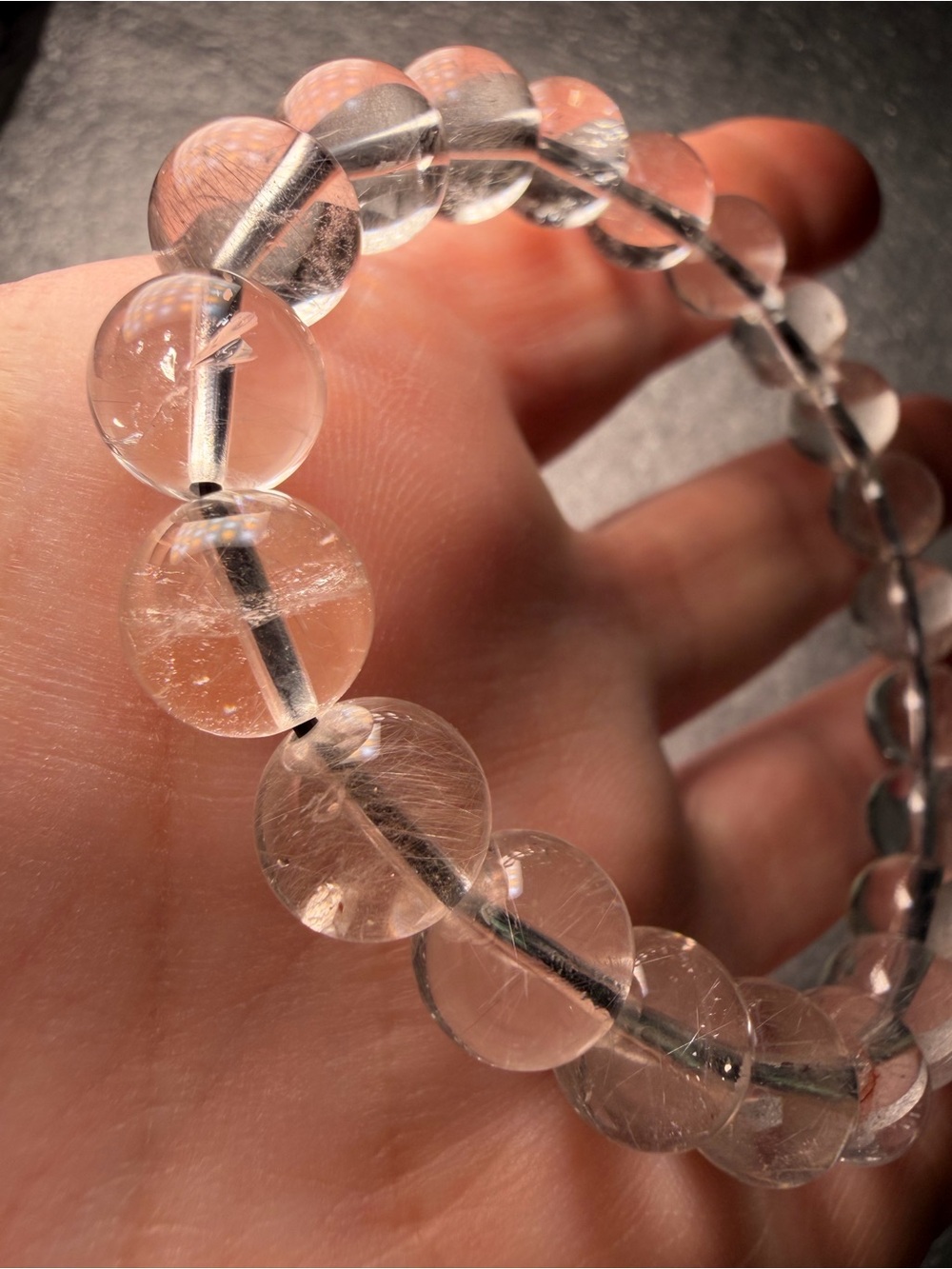 Beautiful Clear 9MM Rare Brookite Natural Crystal Bracelet